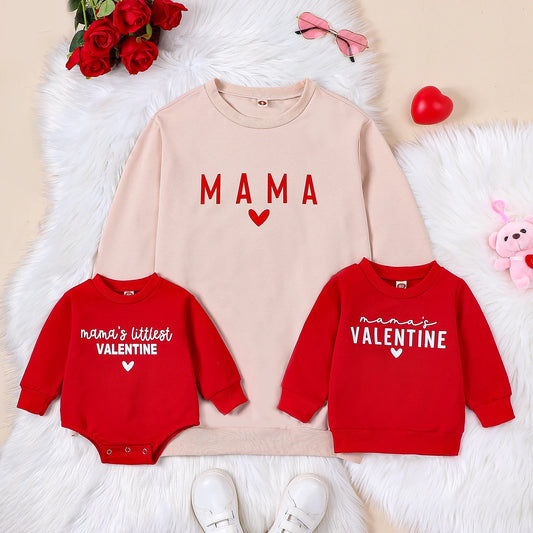 0-5Y Family Matching Sweatshirt Letters Print Long Sleeve Fall Pullover Hoodie Romper/T-Shirt