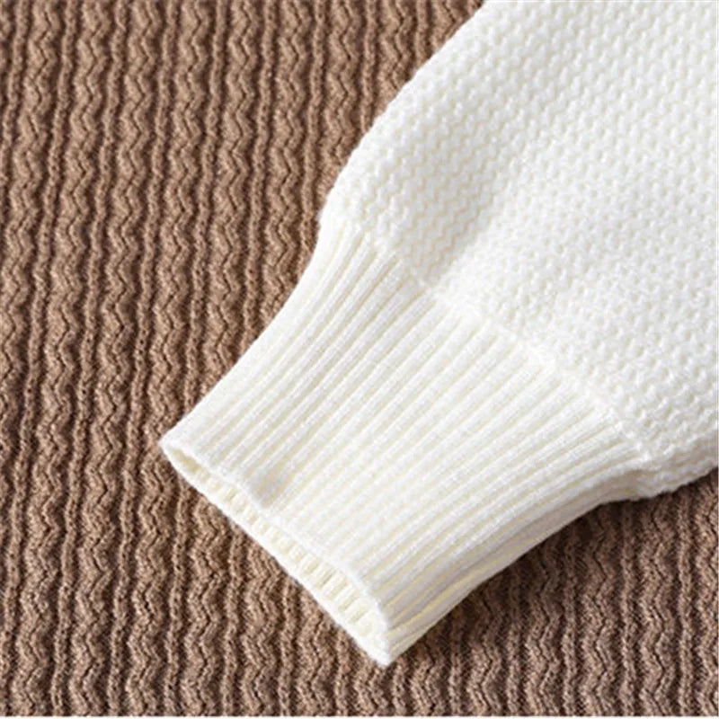 O-Neck Patchwork Long Sleeve Knit Pullover