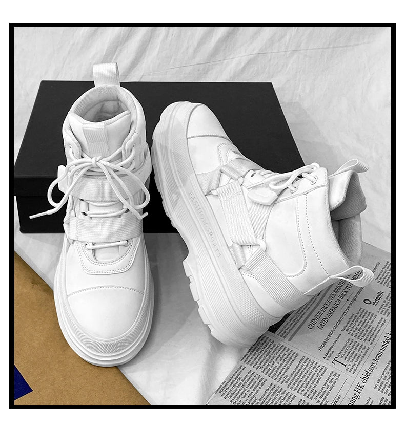Men's High-Top Platform Sneakers - Casual Ankle Boots