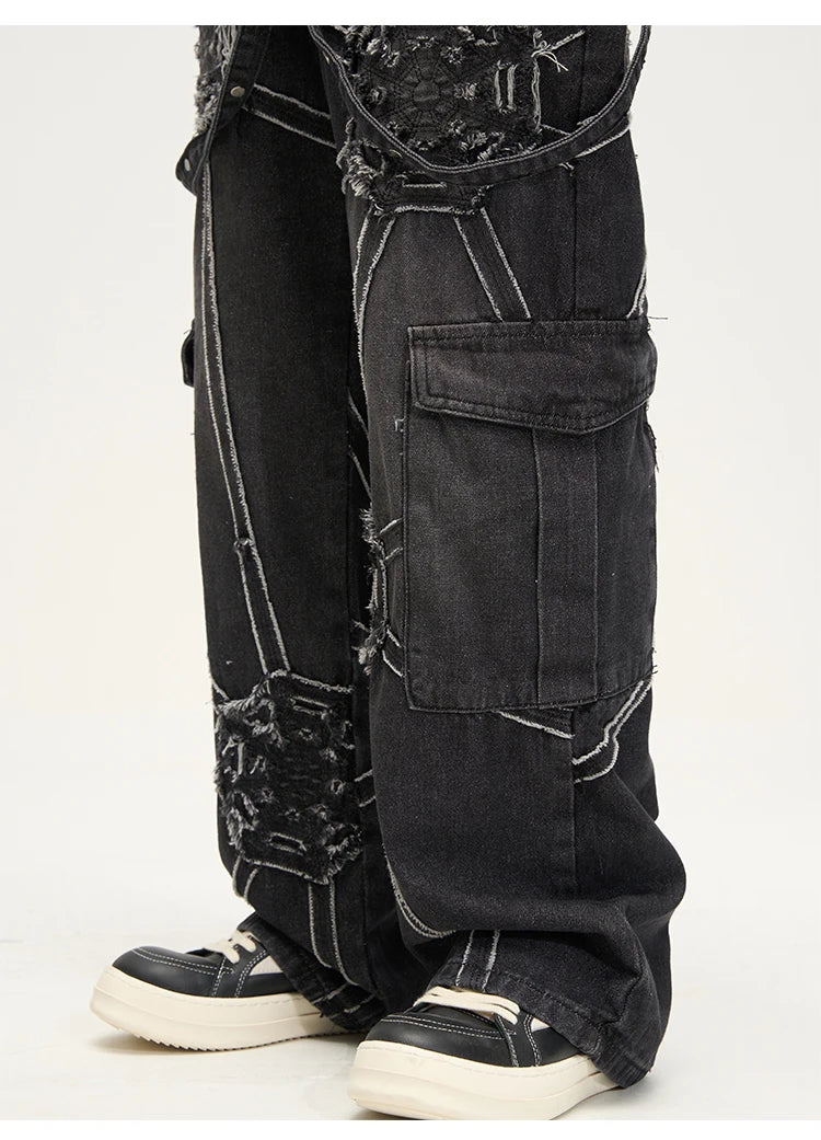 Men's Spider Splicing Baggy  Denim  Jeans