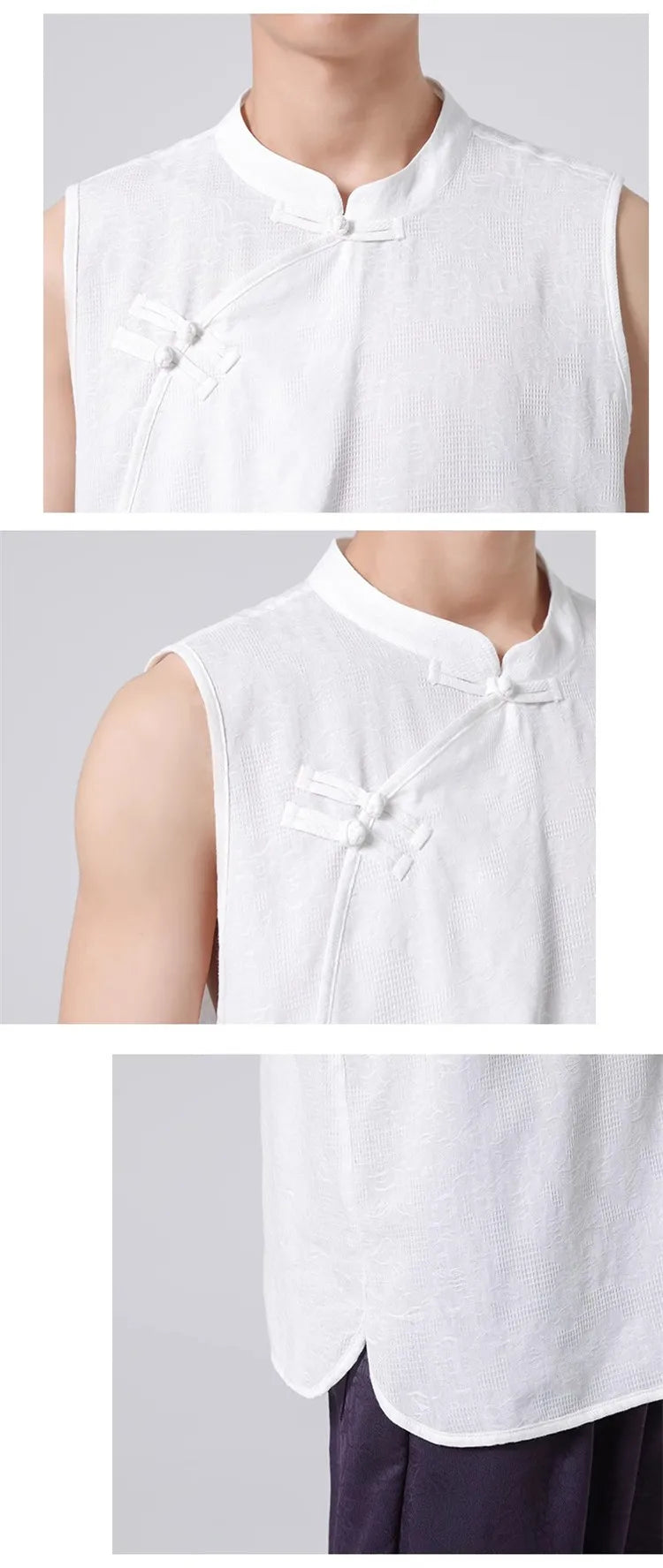 Men's Summer Tank Top Chinese Style Loose Stand Collar Cotton Casual Breathable Sleeveless Vest