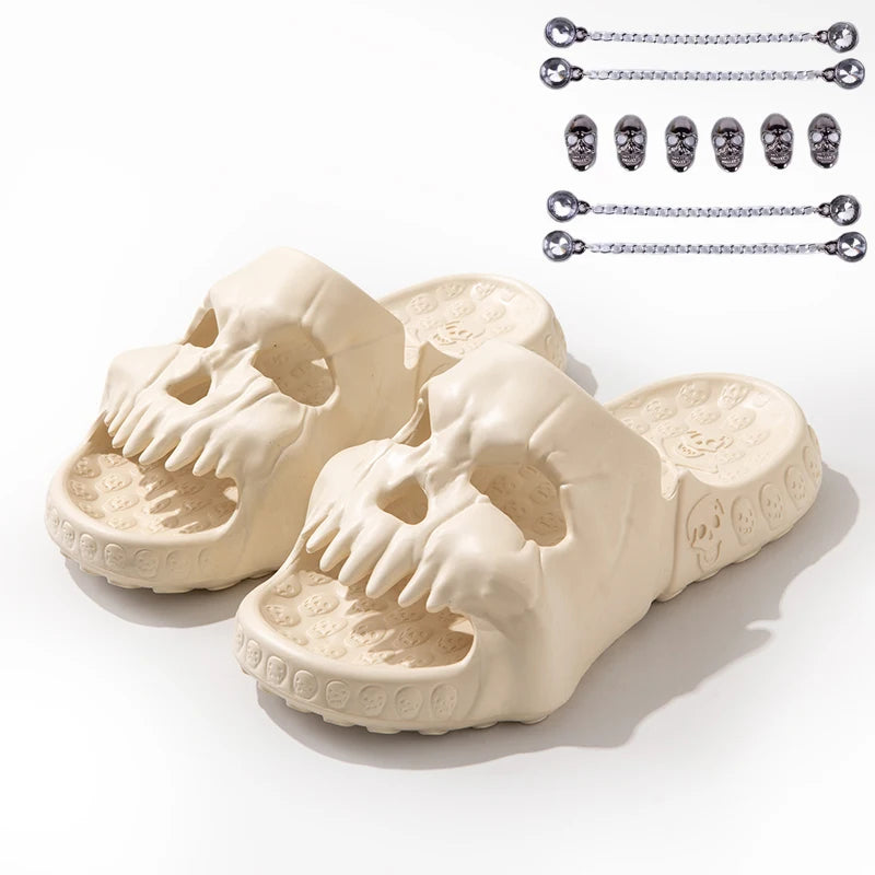 Men's Skull Design Slippers - Non-Slip Beach Sandals Slides