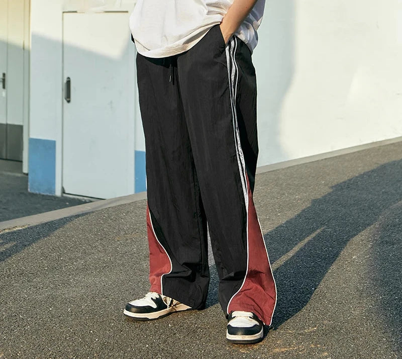 Men's Colour block Wide Leg Tracksuit Pants Trousers