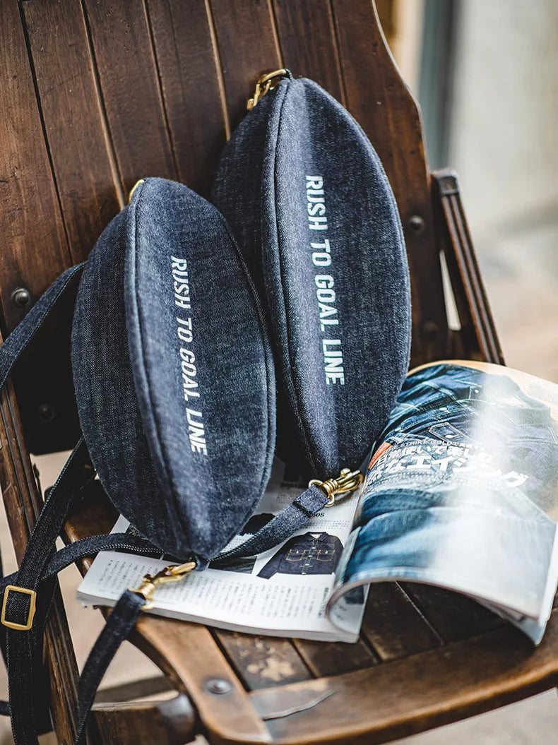 Unisex Denim Chest  Crossbody Sling , Vintage Shoulder  Large Capacity, Rugby Messenger Bag