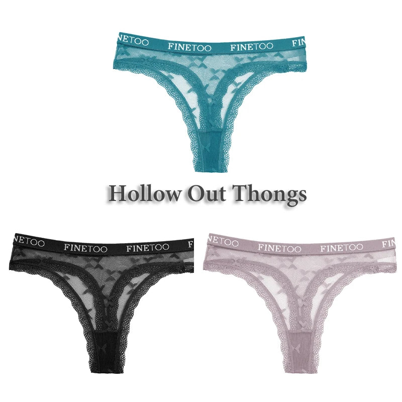 Women's Lace Thong Lingerie 3-Pack