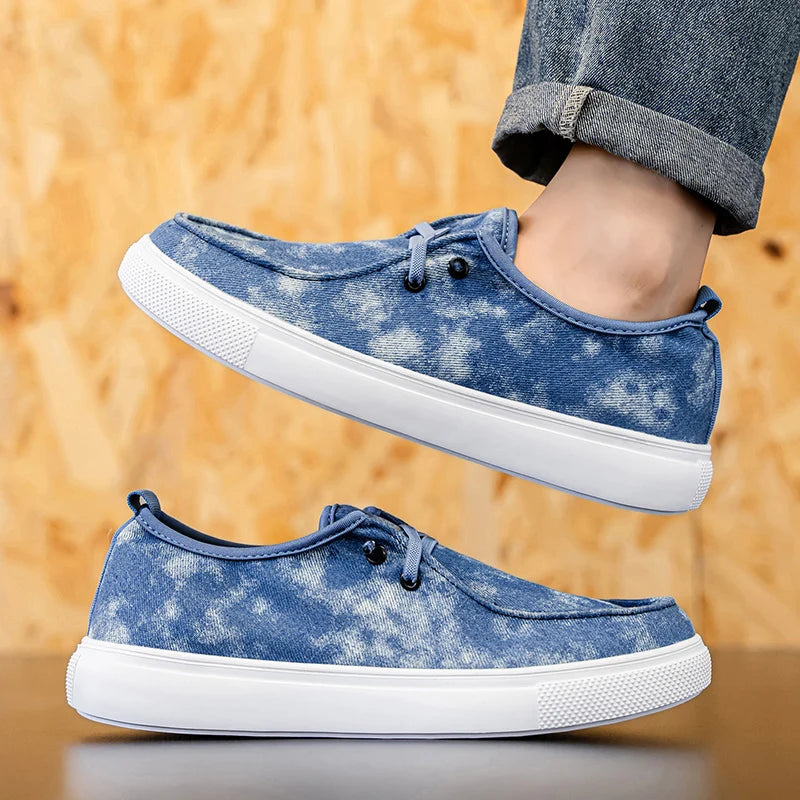 Men's Denim Casual Sneakers - Soft Skateboard Trainers