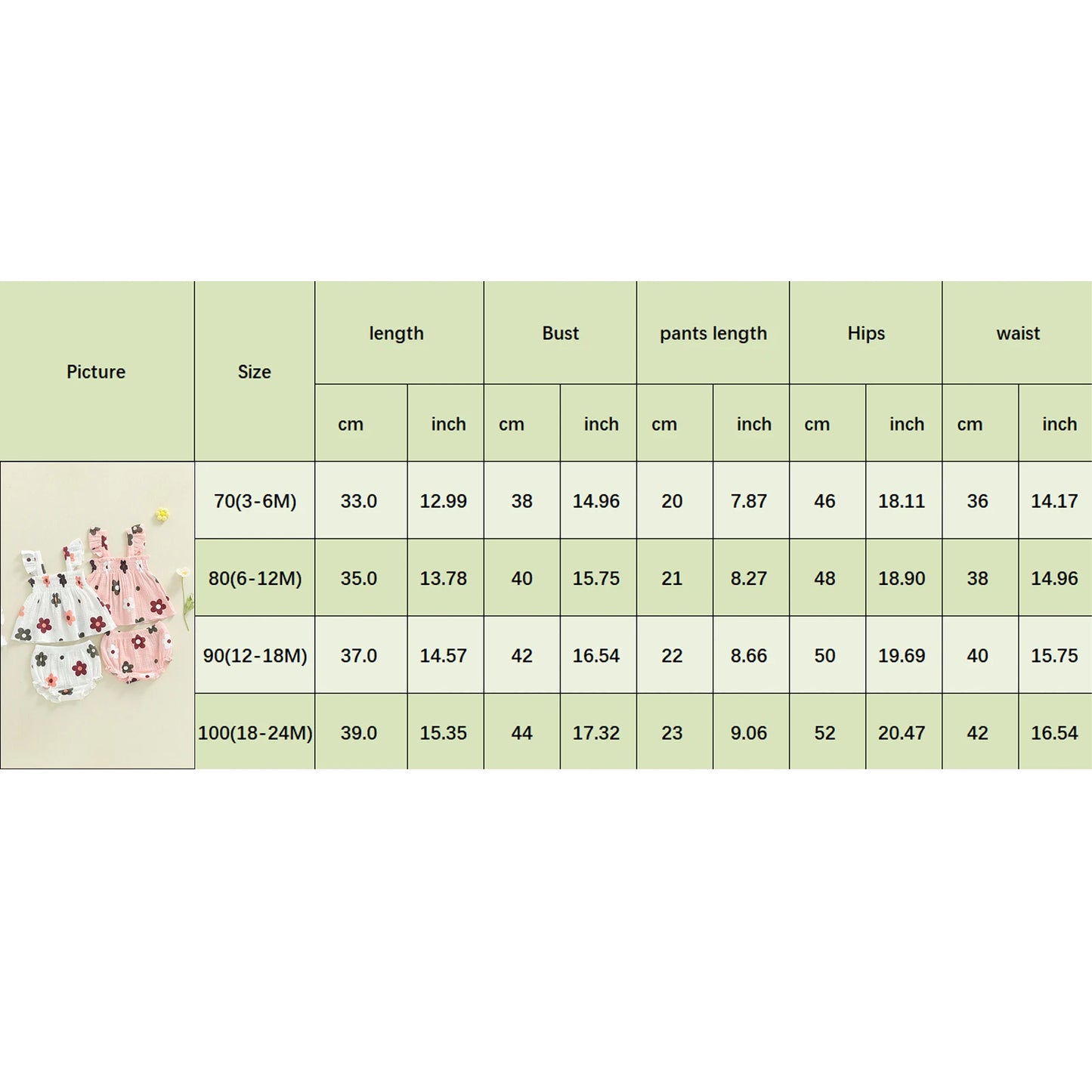 Baby Girls Floral Outfit Set - Sleeveless Top & Bloomers Shorts (0-24M)