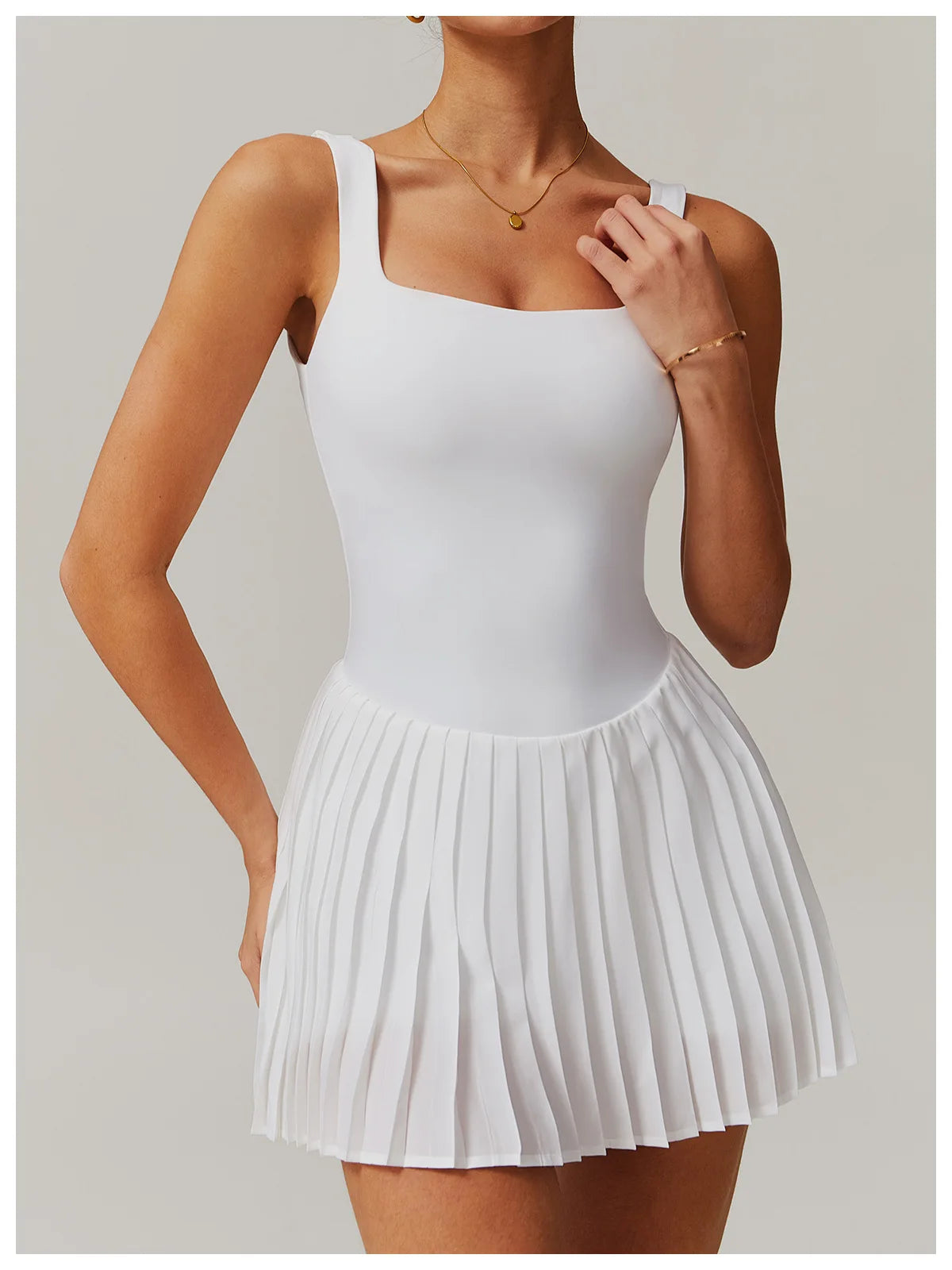Tennis Skirt with Inner Lining - Pleated Golf Workout Dress with Pockets