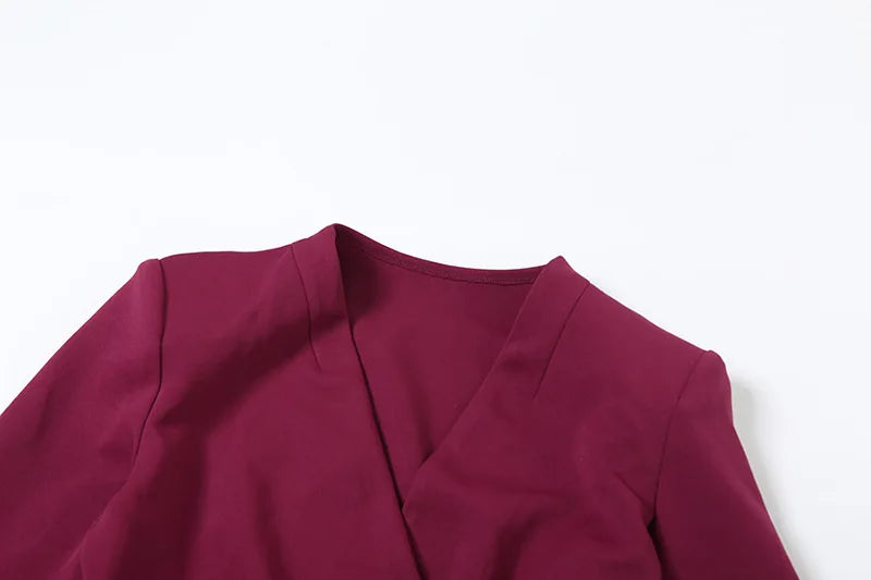 Women's -V Neck Long Sleeve Slit Button Blazer Coat