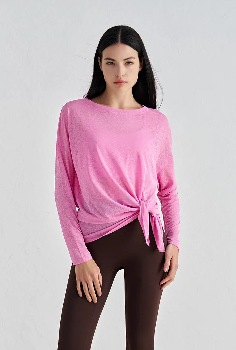 Mesh Long Sleeve Sports Top - Quick Dry Breathable Running Shirt for Yoga & Fitness