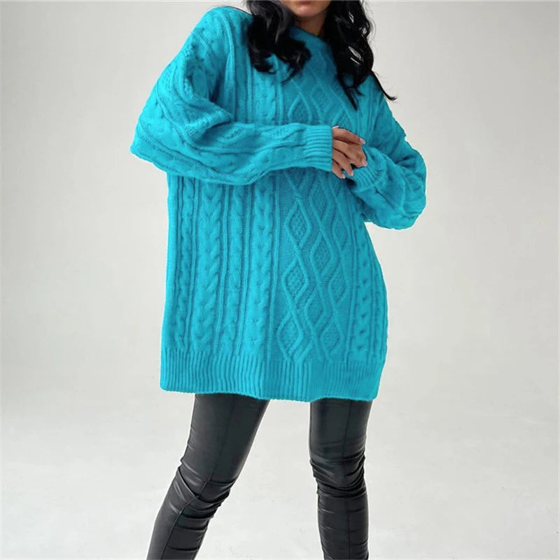 Women's Twist Knitted Sweaters - Oversized Pullover Casual Long Sleeve Sweater Top