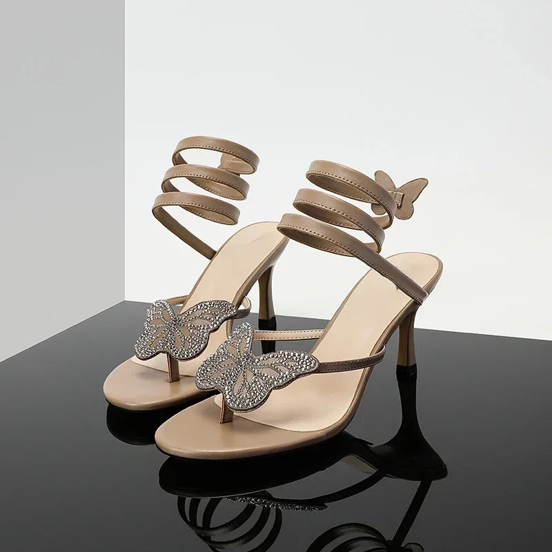 Women's Butterfly Flip Flops - High Heel Beach Sandals