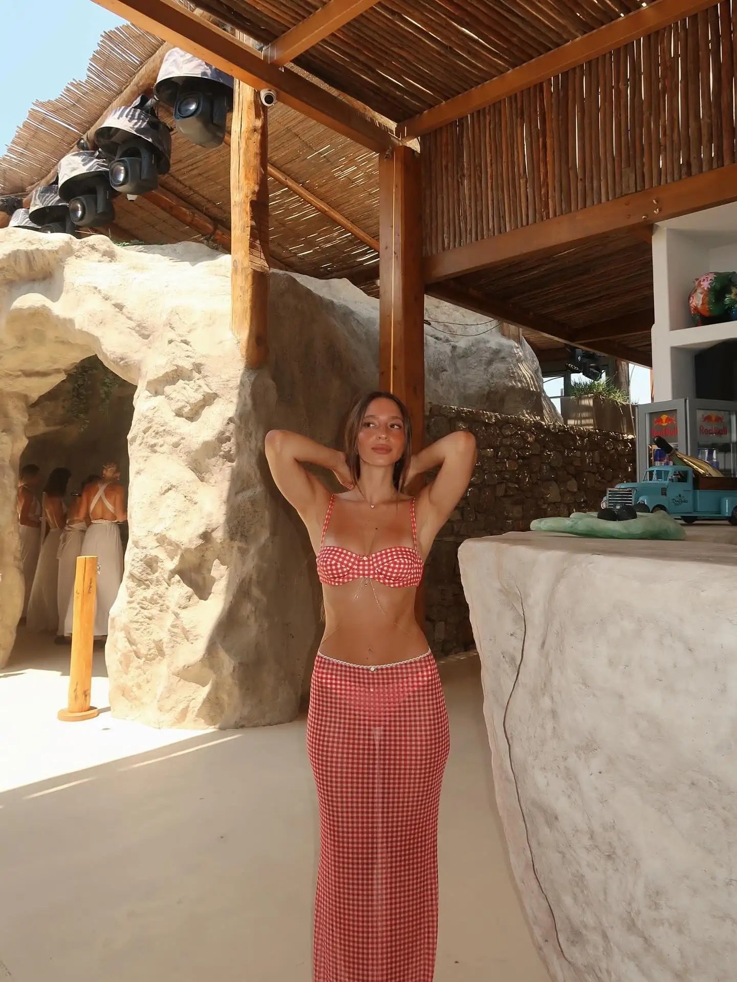 Women's 3-Piece Print Bikini Set - Halter Tube Top with Mesh Skirt