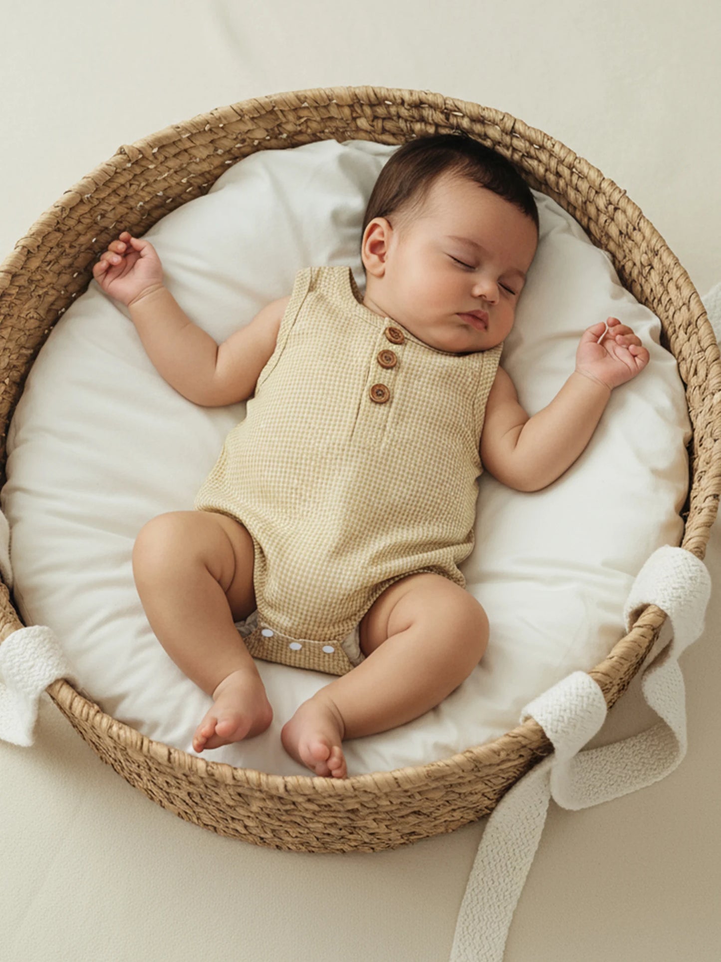 Baby Romper - Plaid Button-Down Sleeveless Jumpsuit (Unisex)