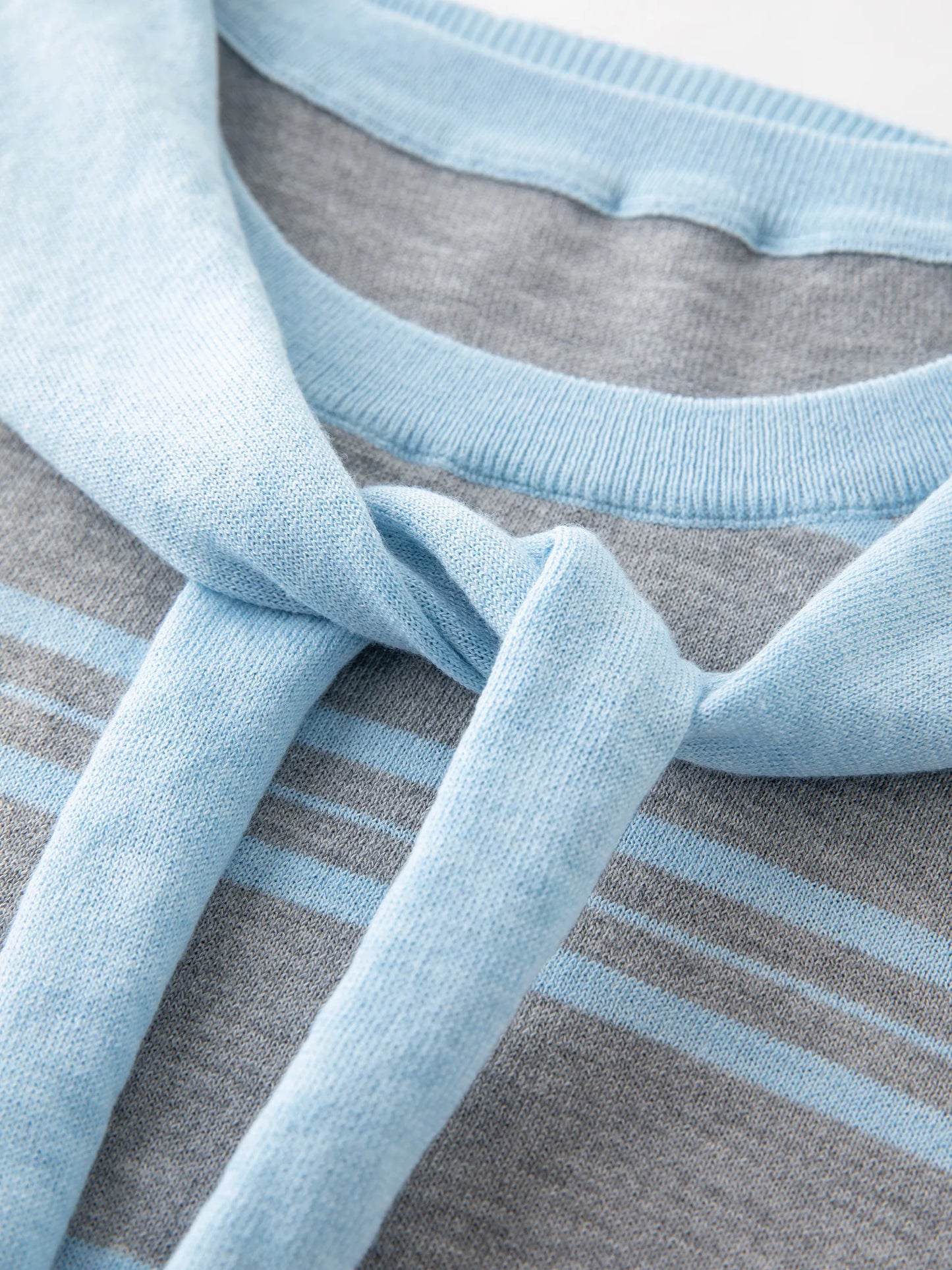 Striped Shawl and Sweater Skirt Set - Contrasting Knit Two-Piece