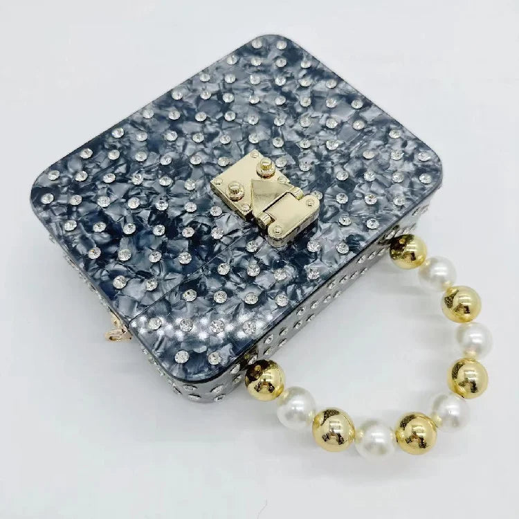 Women's Diamond Acrylic Clutch Shoulder Crossbody Handbag