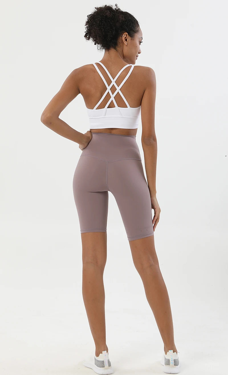 High Waist Gym Shorts 2-Pack - Women's Yoga Cycling Shorts with No T-Line