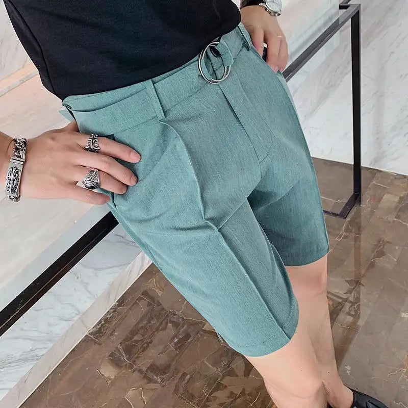 Men's Summer Smart Casual Slim Fit British Style Straight Thin Knee Length Shorts