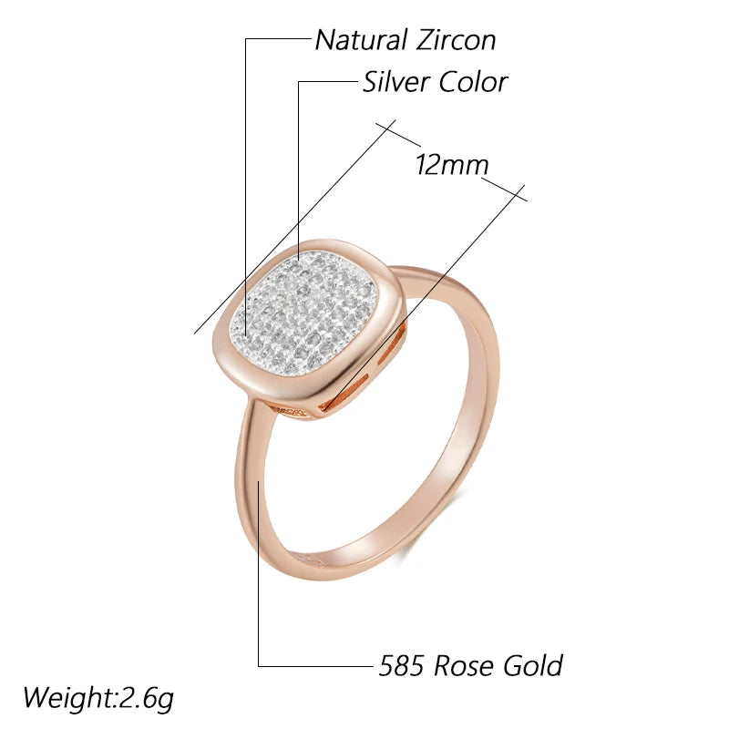 Natural Zircon Square Rings For Women 585 Rose Gold