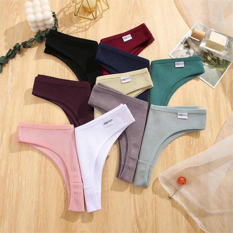 Women's Cotton Brazilian Panties 3-Piece Set - Waffle Style Underwear