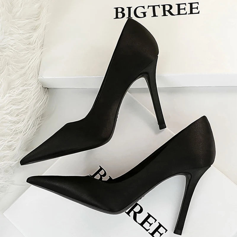 Silk Stiletto Pumps - Spring High Heels Plus Size Available