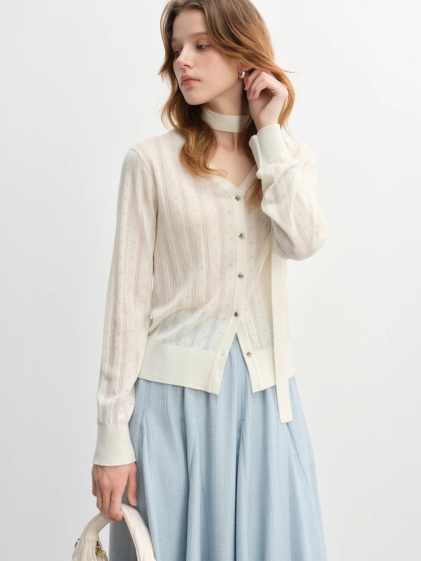 Women's Autumn Clothing Set - Long Sleeve Shirt & A-Line Skirt