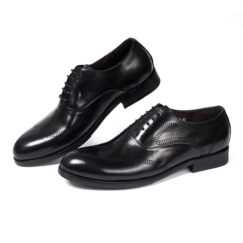 Men's Classic Style Lace-Up Oxfords Genuine Leather Shoes