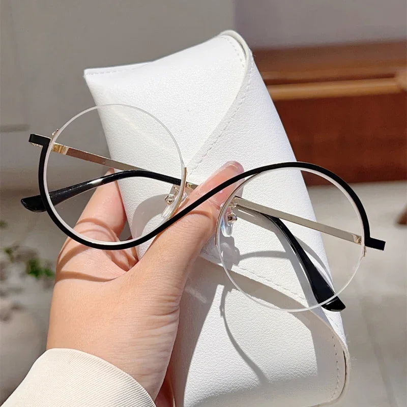 Women's Semi-Rimless Round Frame Fashion Eye Glasses