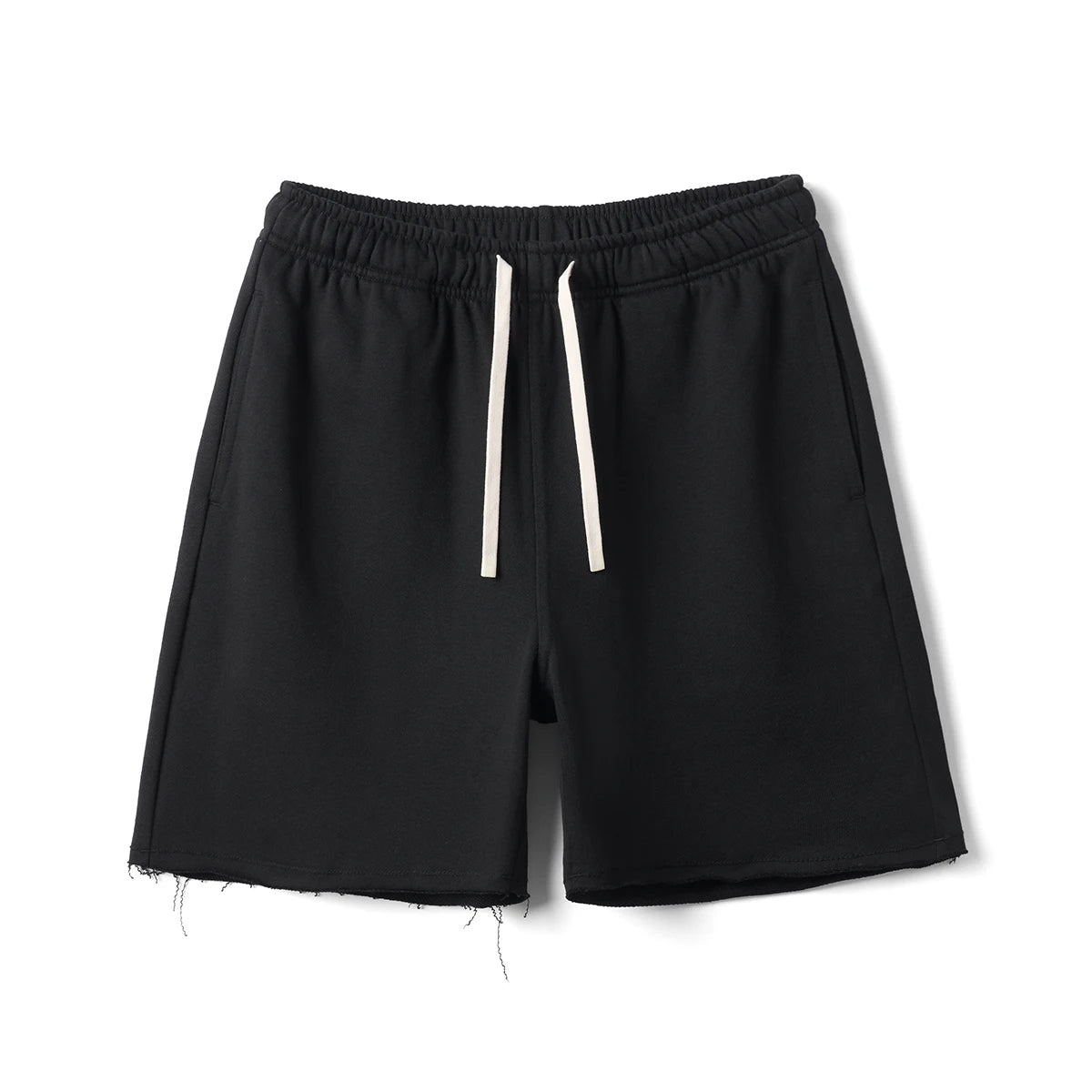 Men's Oversize Athletic Shorts - 390gsm Drawstring Raw Hem Running Shorts