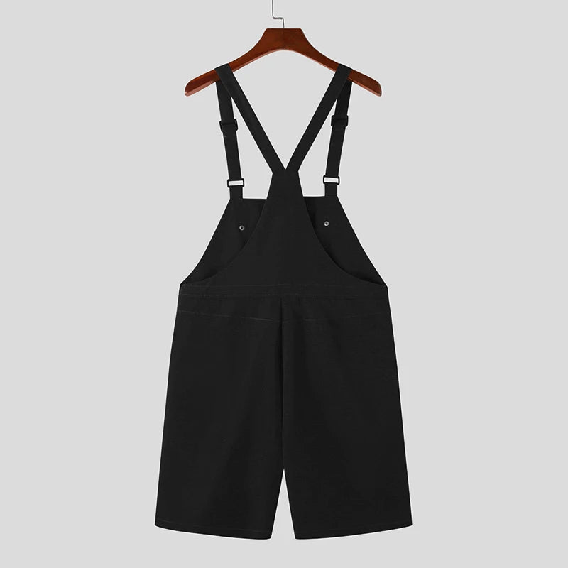 Men's Sleeveless Suspender Overalls Shorts