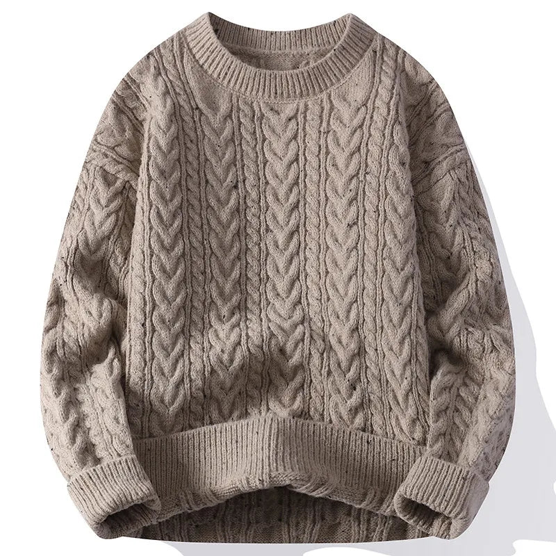 Men's O-Neck Knitted Sweater - Casual Loose Fit Pullover