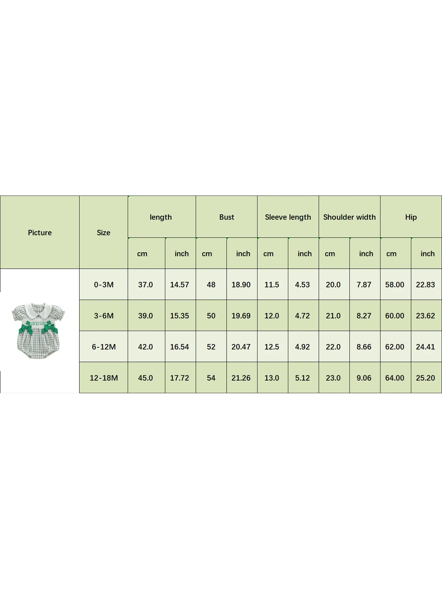 Newborn Baby Girls Boys Irish Plaid Clover Embroidered Short Sleeve Doll Collar Romper