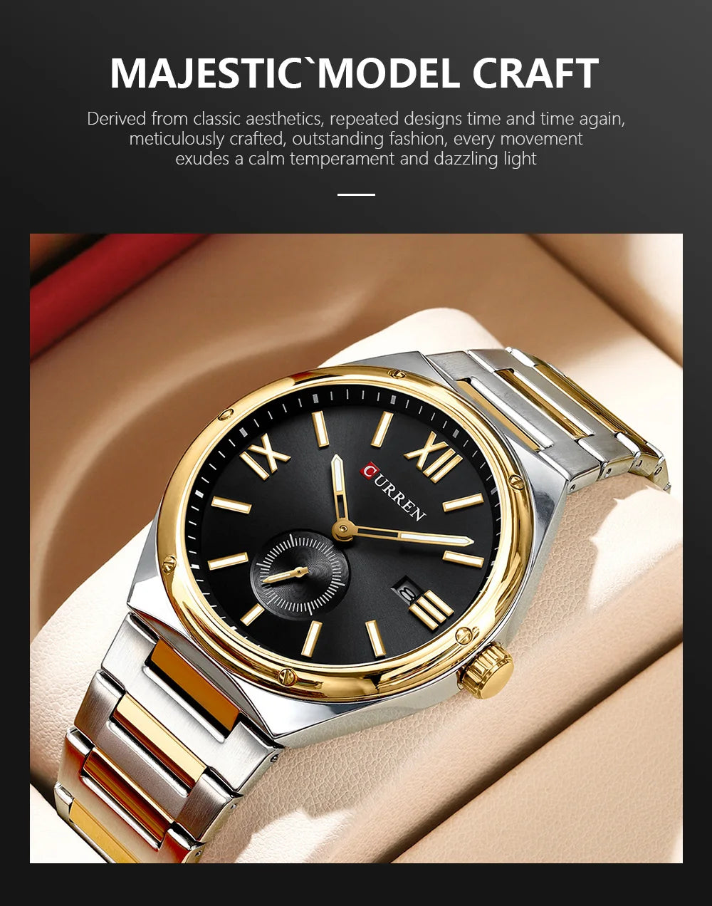 Premium Waterproof Business Watch - Luminous Date Display Stainless Steel Square Quartz