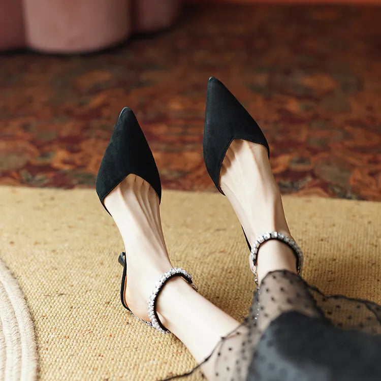 Women's Pointed Toe Rhinestone Wedding Sandals - Bowknot Pendant Pumps