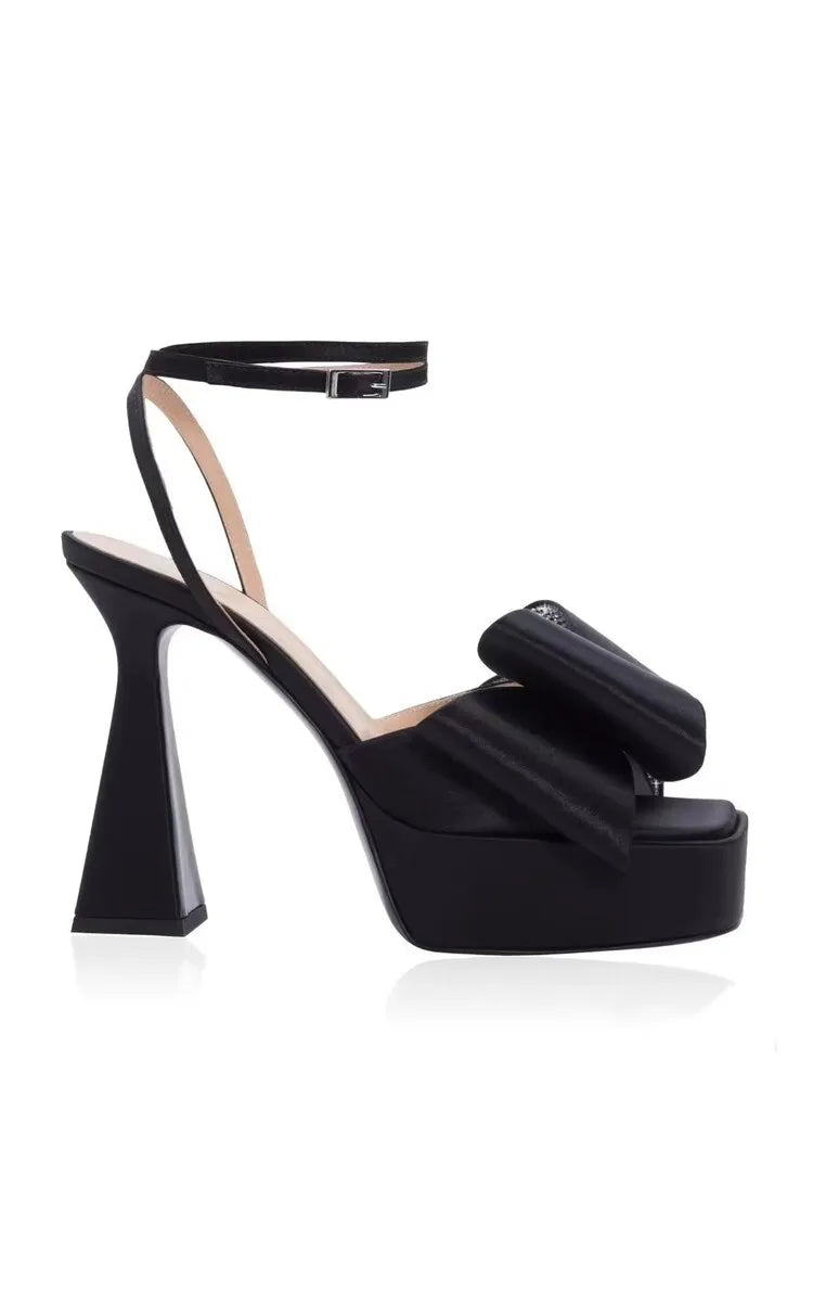 Women's Butterfly Rhinestone Thick Heel Sandals - Open Toe Party Shoes