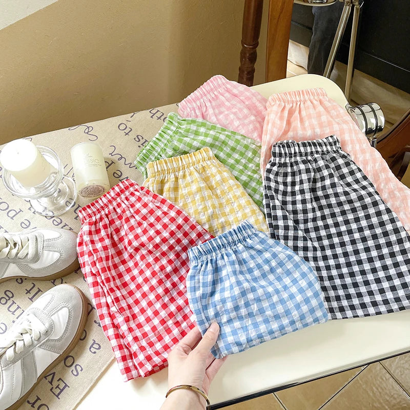 Girls' Boy's Kids Unisex Plaid Shorts 2-7Y