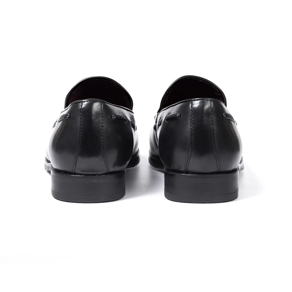 Classic Men's Tassel Loafers Genuine Leather Handmade Slip on Comfortable Office Wedding Shoes