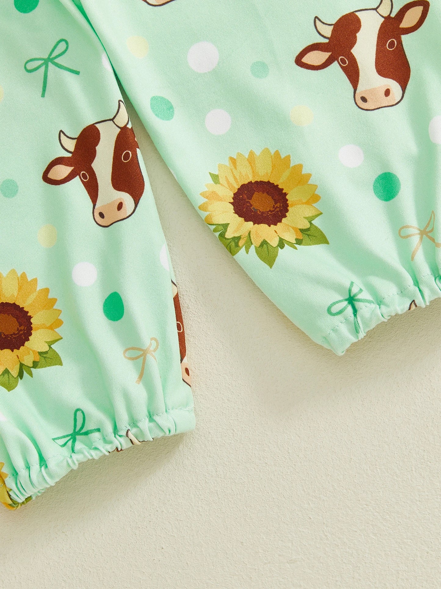 Baby 3-Piece Outfit Set - Cow Print Letter Romper, Pants & Headband