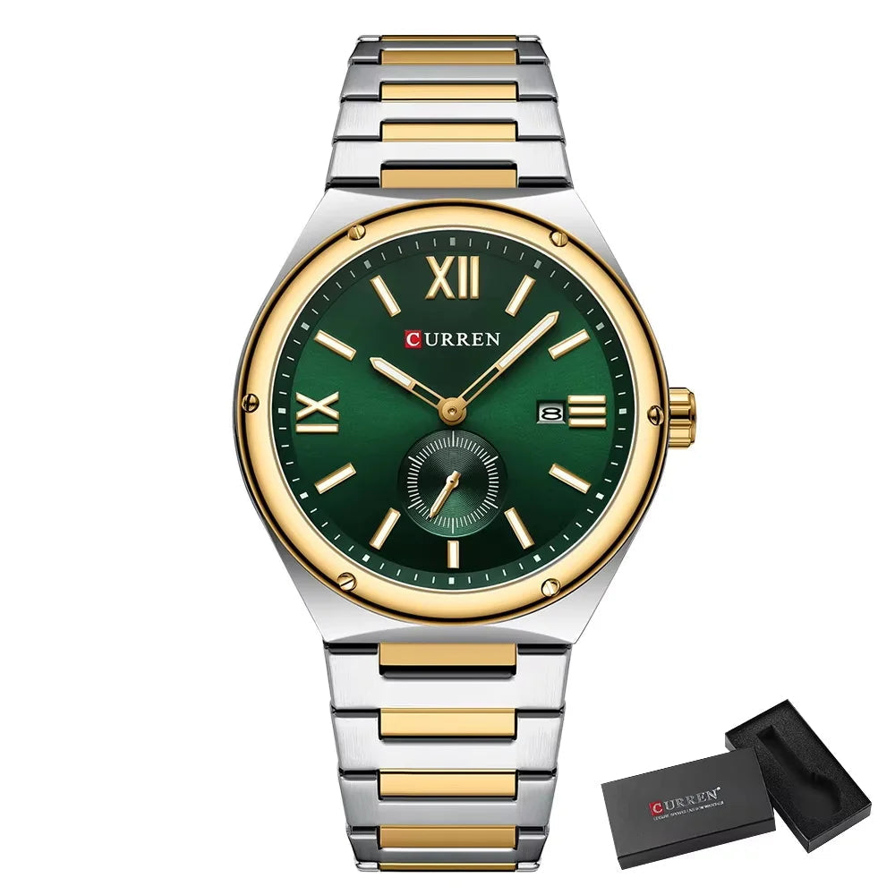 Premium Waterproof Business Watch - Luminous Date Display Stainless Steel Square Quartz