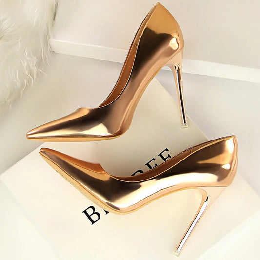 Women's Patent Leather High Heels Stiletto 10.5 CM 7.5 CM