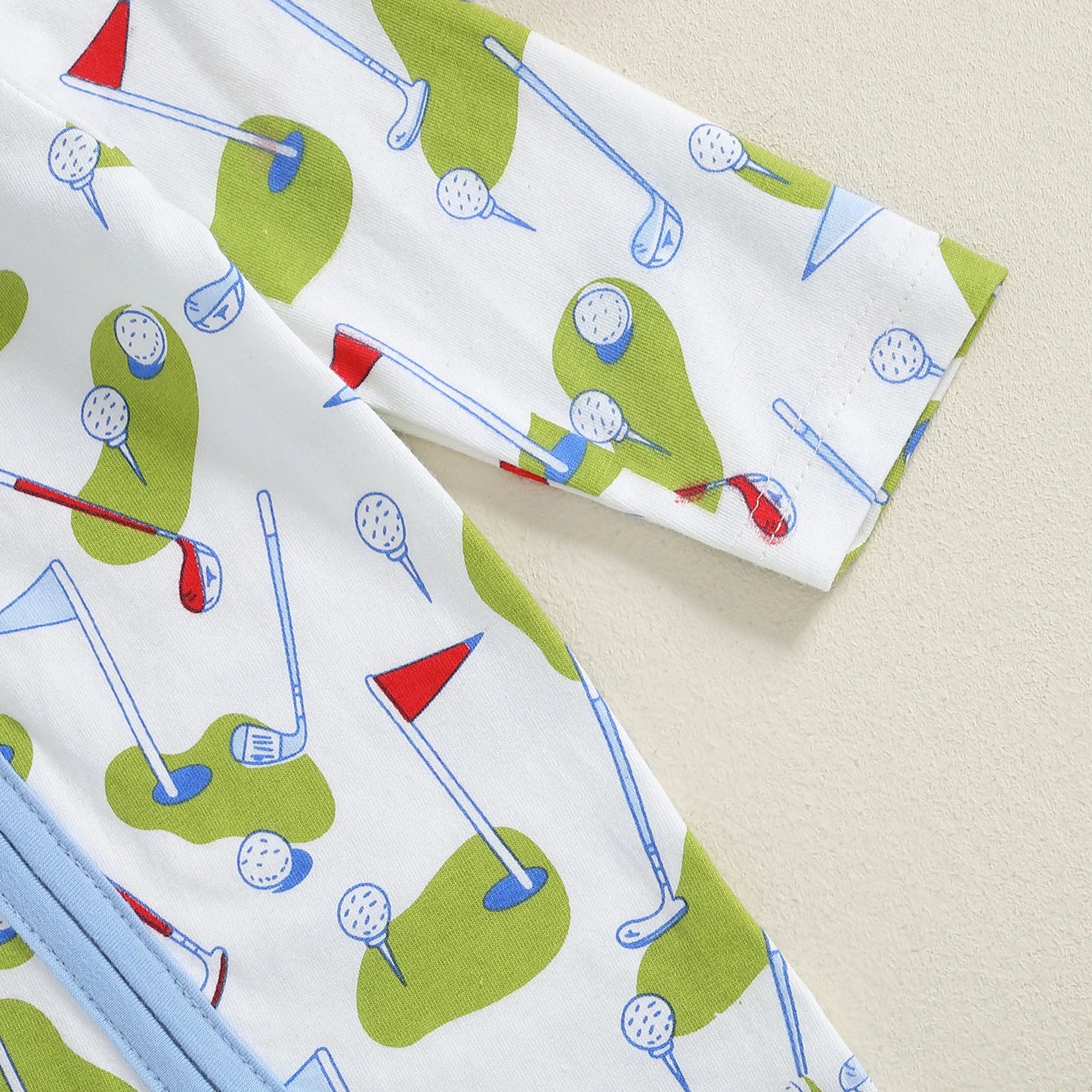 Newborn Baby Footed Romper - Long Sleeve Cartoon Golf Print Zipper Jumpsuit