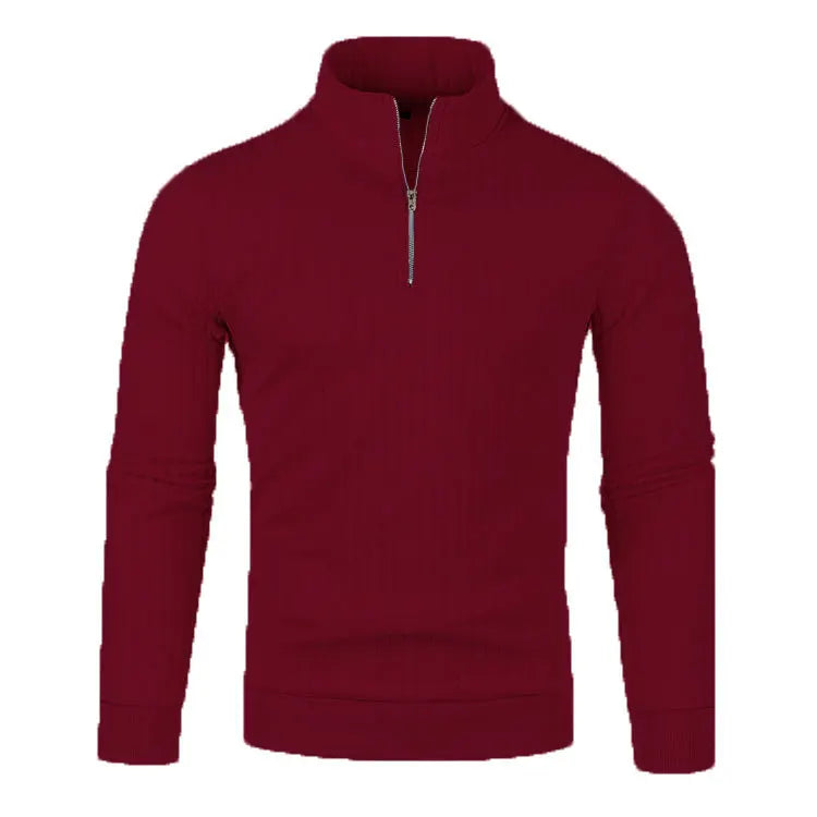 Half Zip Knitted Pullover - Men's Casual Stand Collar Sweater