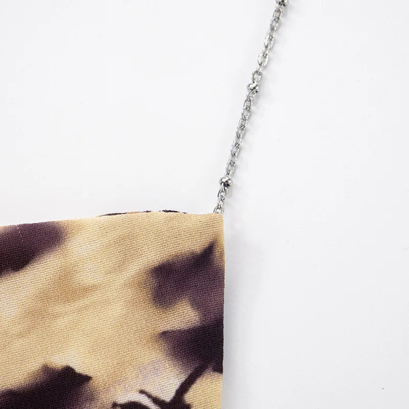 Women's Leopard Print Draped Cami Top - Deep V Neck Chain Detail Backless Crop Top