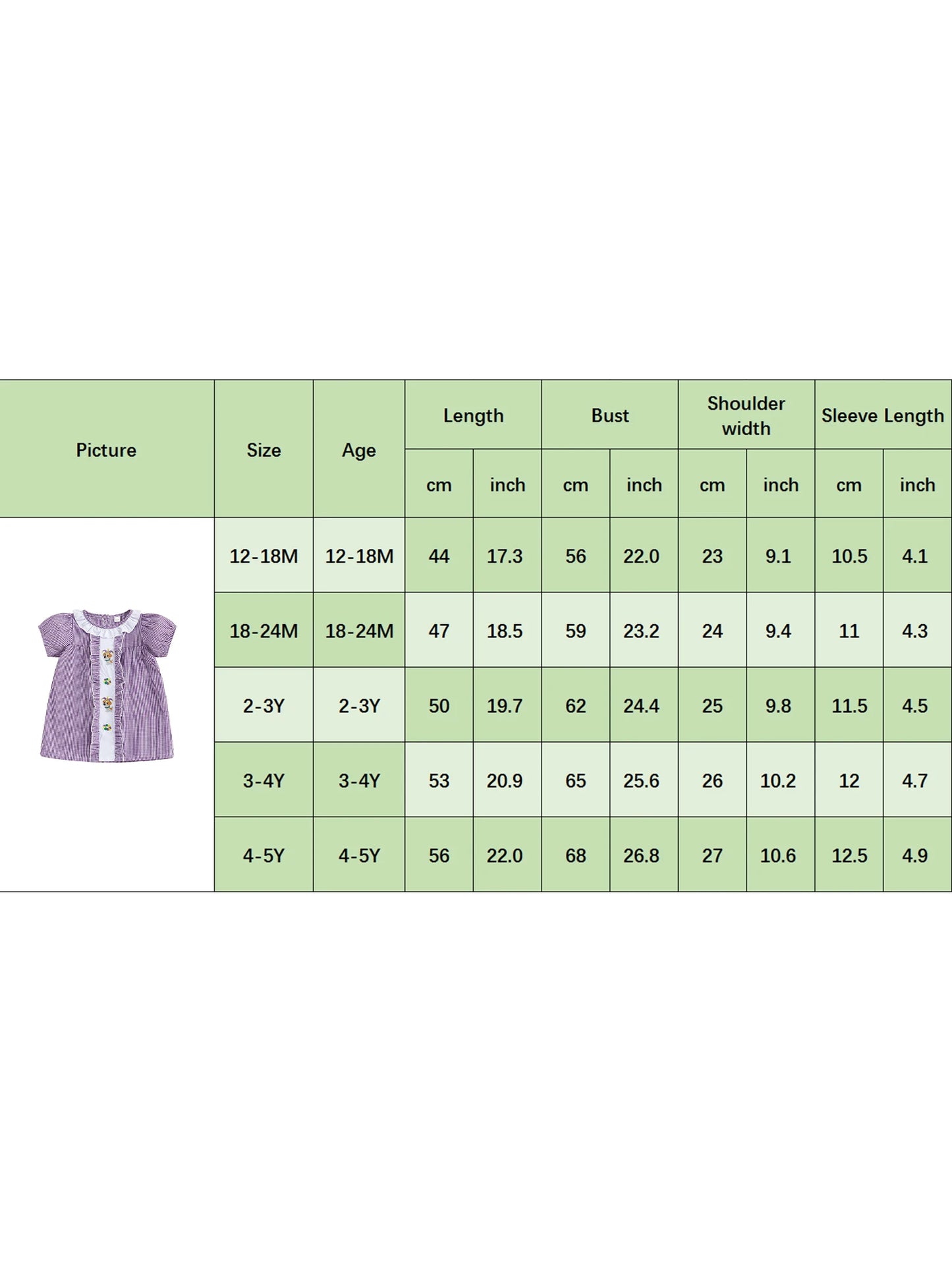 Girls Plaid A-Line Dress - Cartoon Embroidered Ruffle Trim Short Sleeve