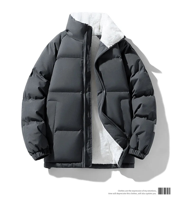 Men's Slim Fit Thickened Padded Jacket | Fur-Lined | Stand Collar | Bungee Hem | 8 Colours | S–XXXL