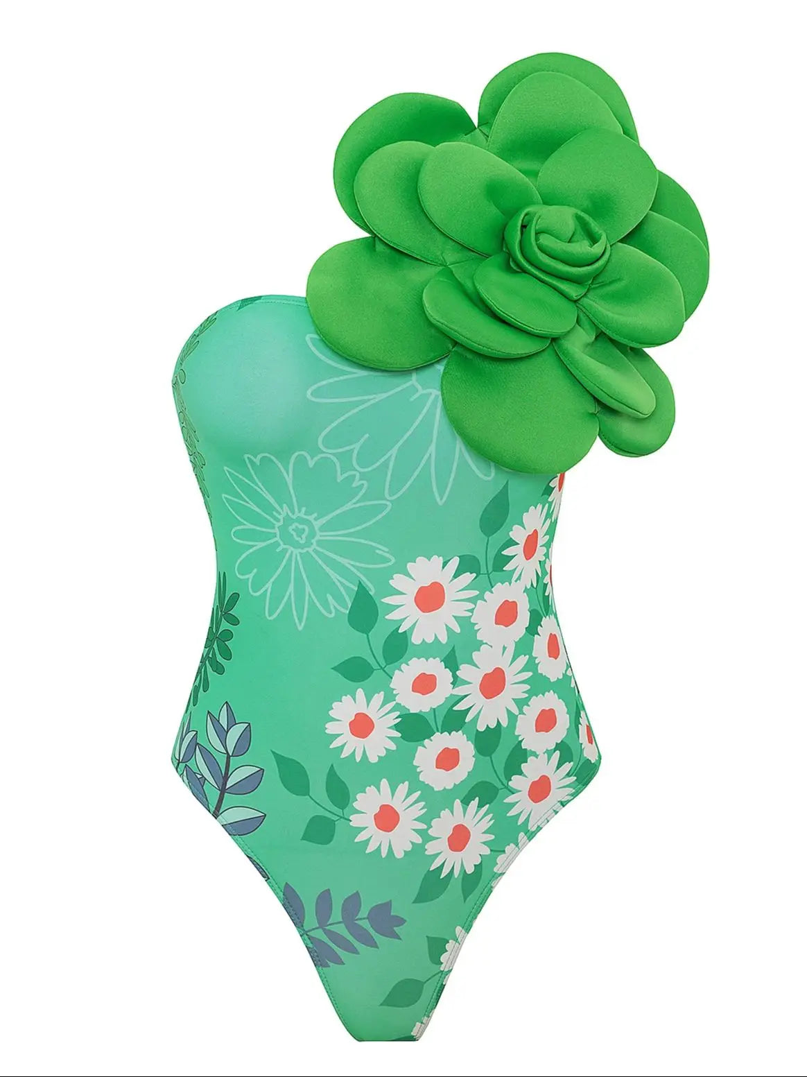 Women's Summer 3D Flower Bikini Suit High Waist Swimwear Swimsuit Beachwear Set