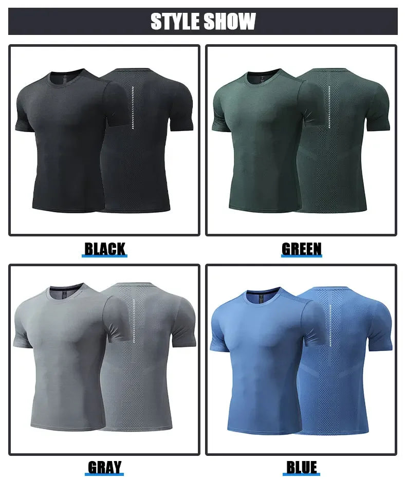 Men's Gym Compression Bodybuilding Short Sleeve Fitness Athletics Quick Dry Running Activewear T-Shirt