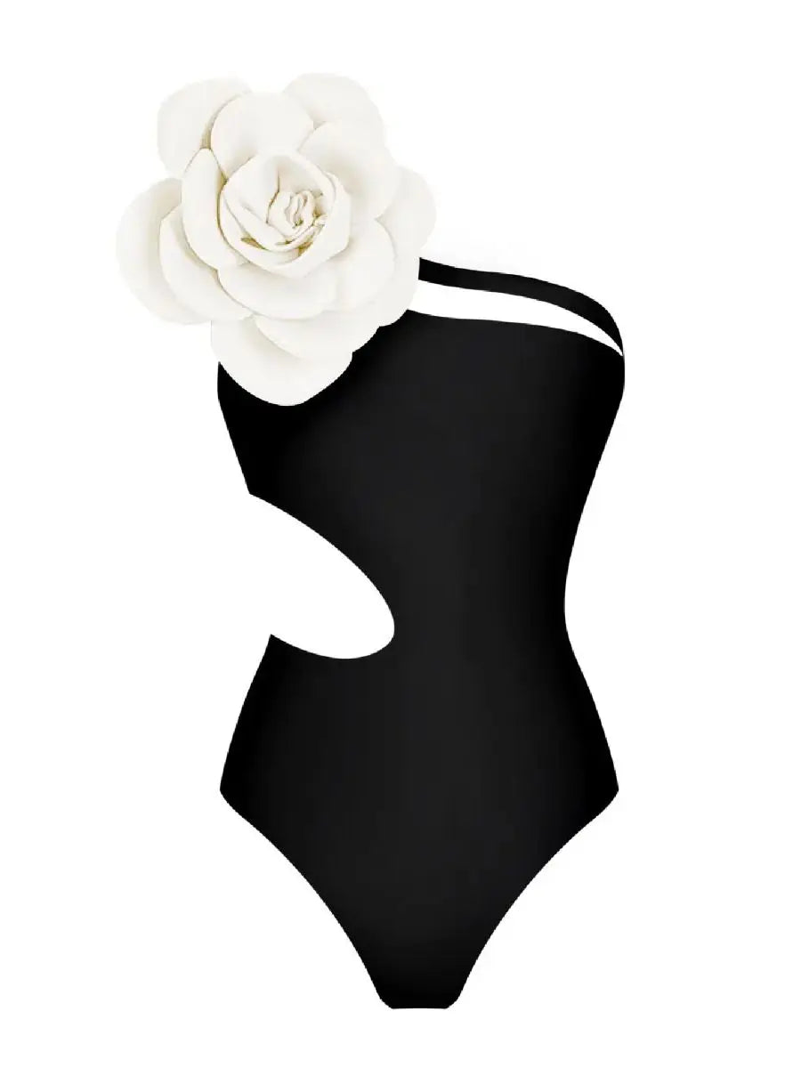 Women's Summer 3D Flower Bikini Suit High Waist Swimwear Swimsuit Beachwear Set