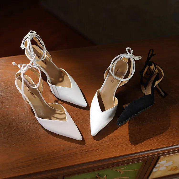 Women's Pointed Toe Rhinestone Wedding Sandals - Bowknot Pendant Pumps