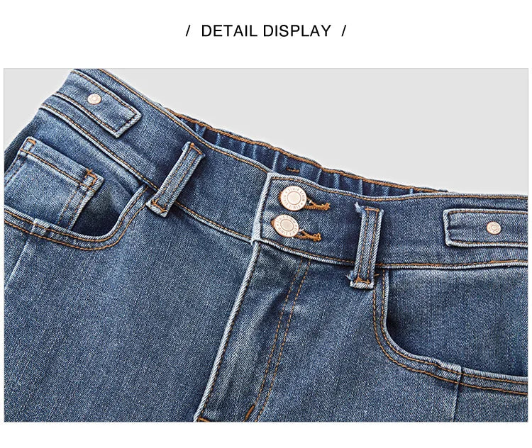 Women's Slim Fit Brushed Jeans - Tapered Winter Denim for Daily Wear
